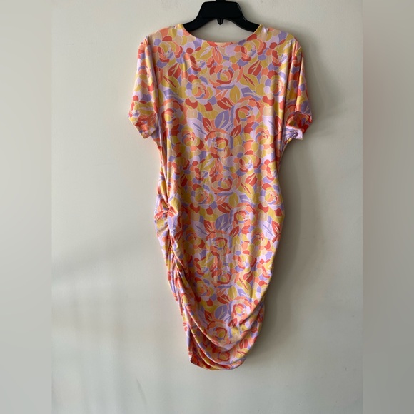 No Boundaries Juniors Multicolor Floral Print Colorful Side Ruched Midi … - Picture 10 of 10